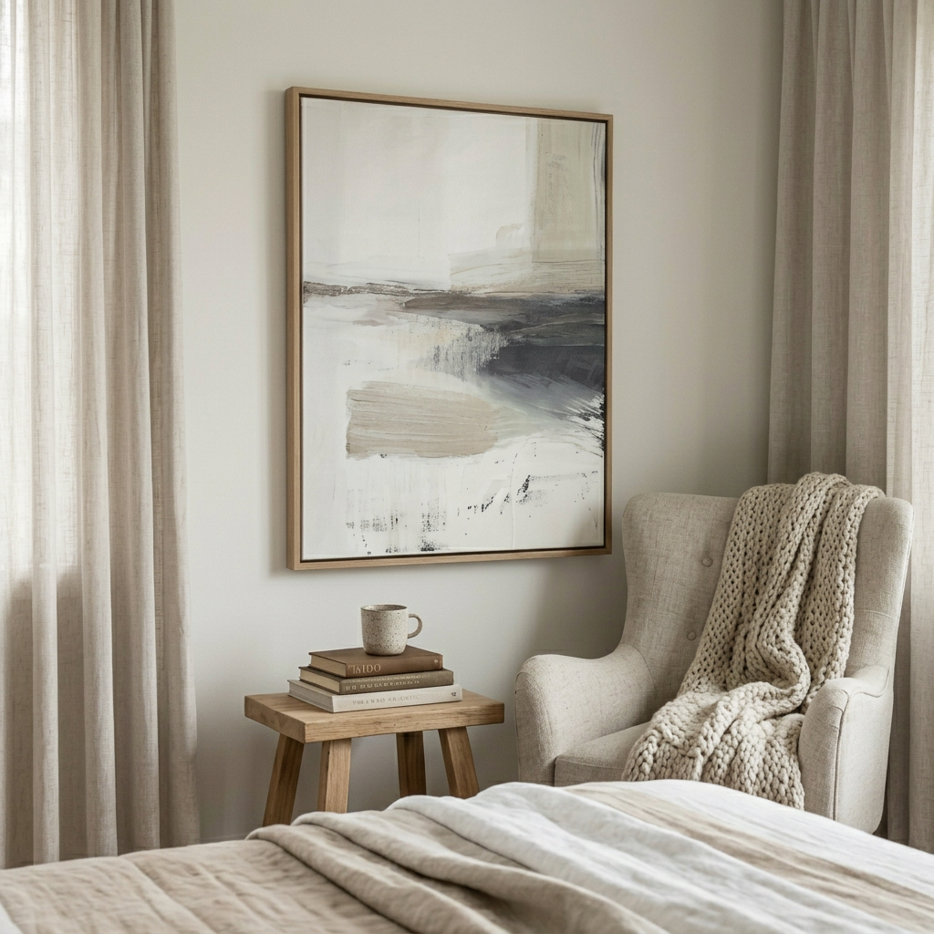 Silver Horizon Drift - Hand-Painted Artwork - #ART-AB-S-06