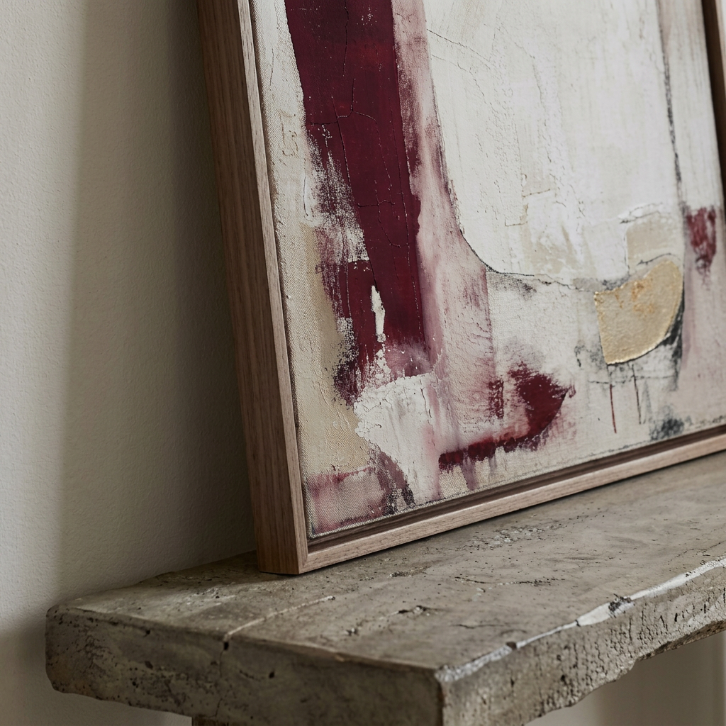 Crimson Ember Rise - Hand-Painted Artwork - #ART-AB-S-07