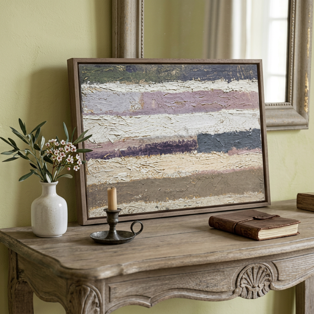 Blush Grey Stria - Hand-Painted Artwork - #ART-AB-S-09