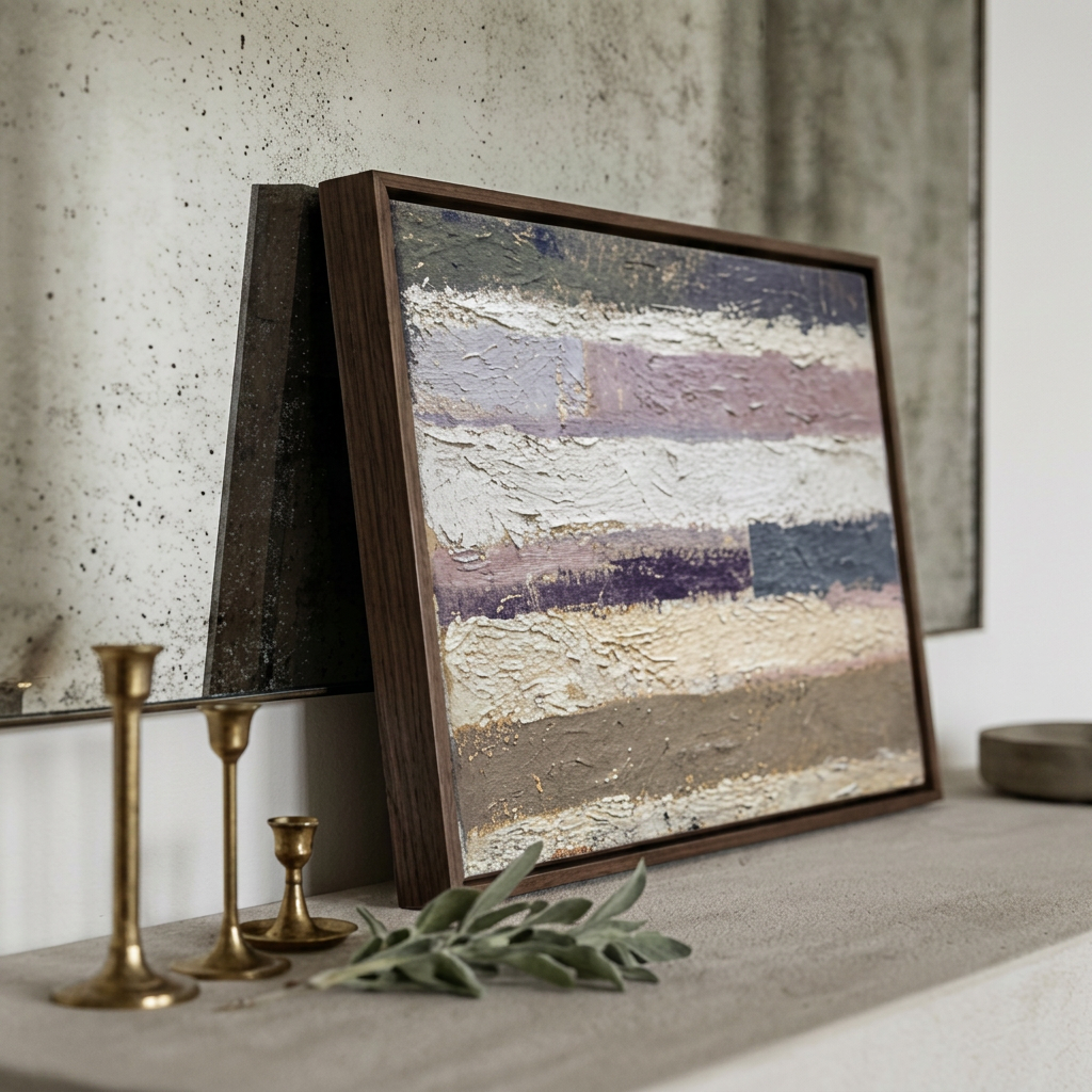 Blush Grey Stria - Hand-Painted Artwork - #ART-AB-S-09