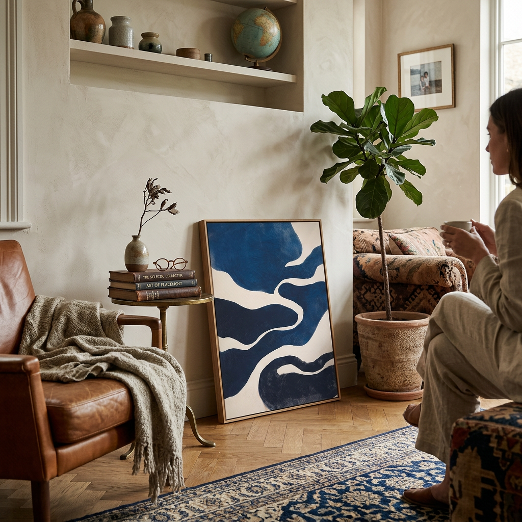 Cobalt Blue Flow - Hand-Painted Artwork - #ART-AB-S-02