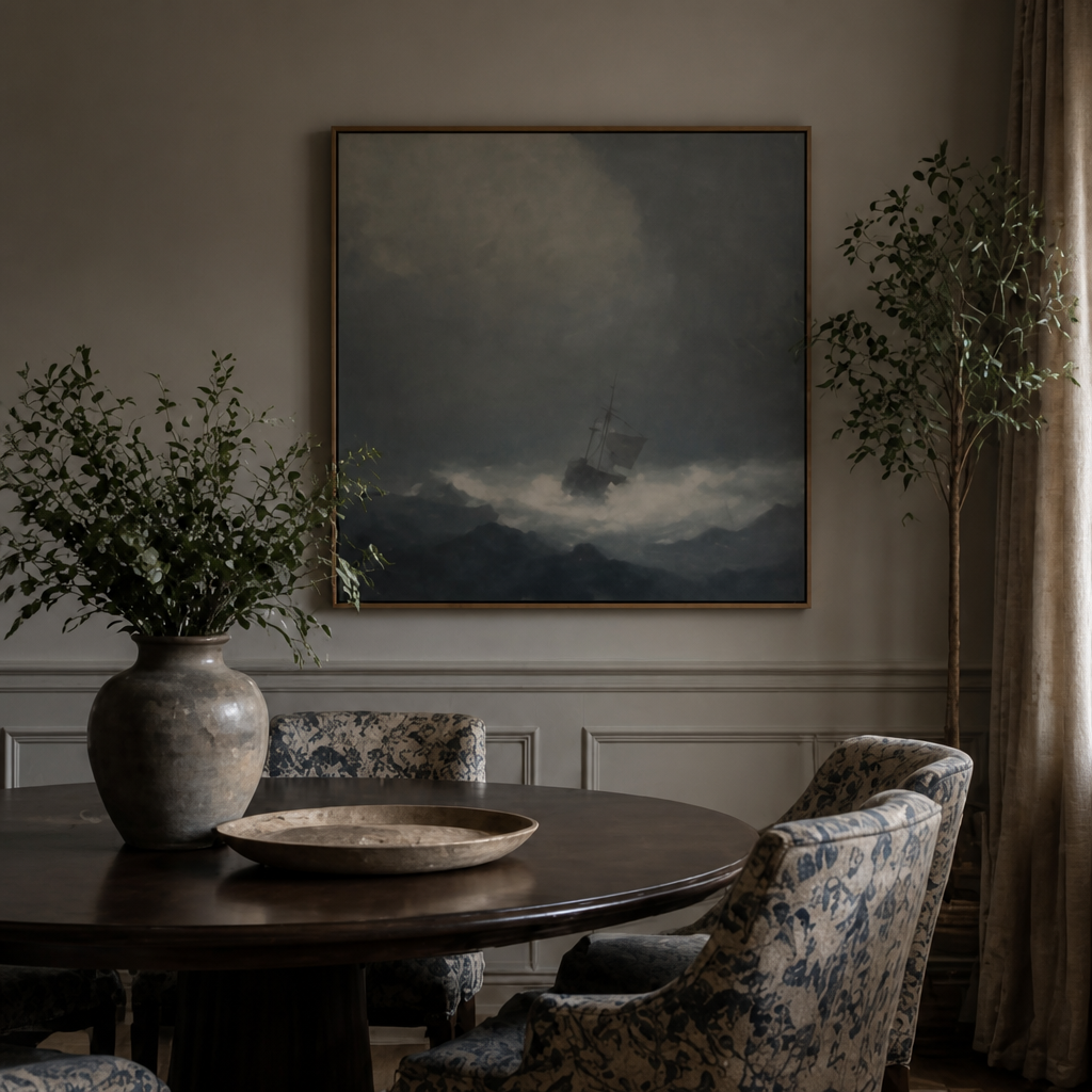 Lone Sail Fjord - Hand-Painted Artwork - #ART-VN-S-014