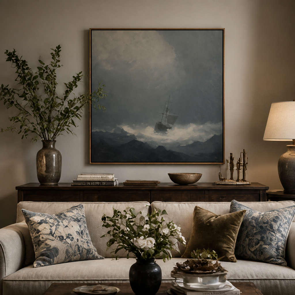 Lone Sail Fjord - Hand-Painted Artwork - #ART-VN-S-014
