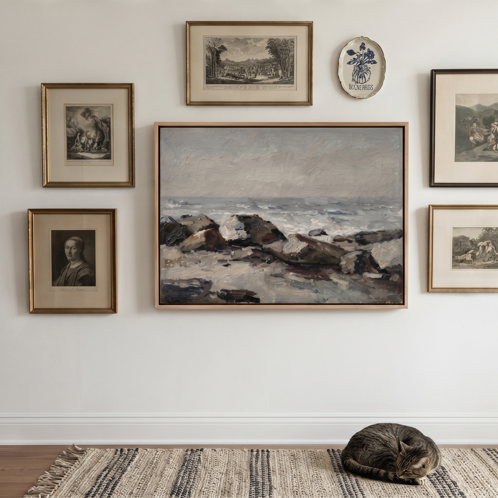 Rocky Lighthouse Stand - Hand-Painted Artwork - #ART-VN-S-04
