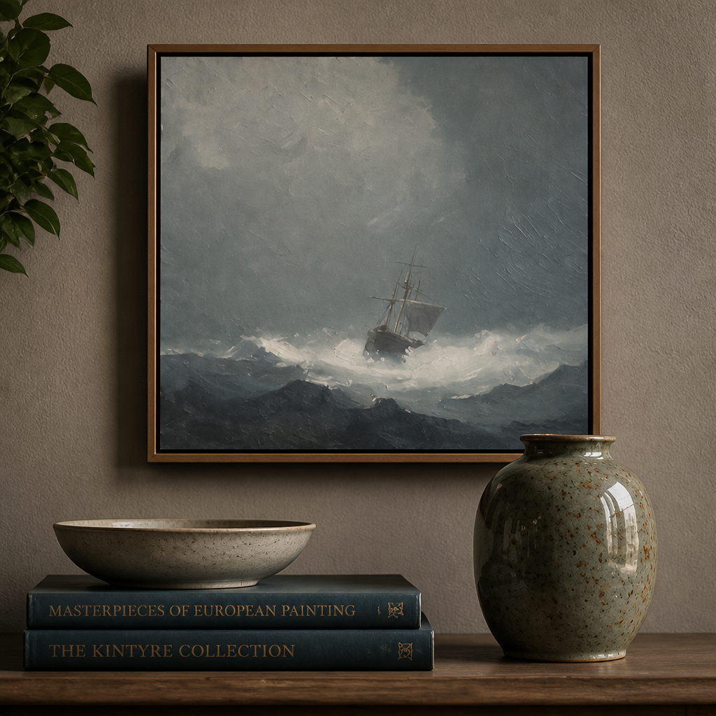 Lone Sail Fjord - Hand-Painted Artwork - #ART-VN-S-014