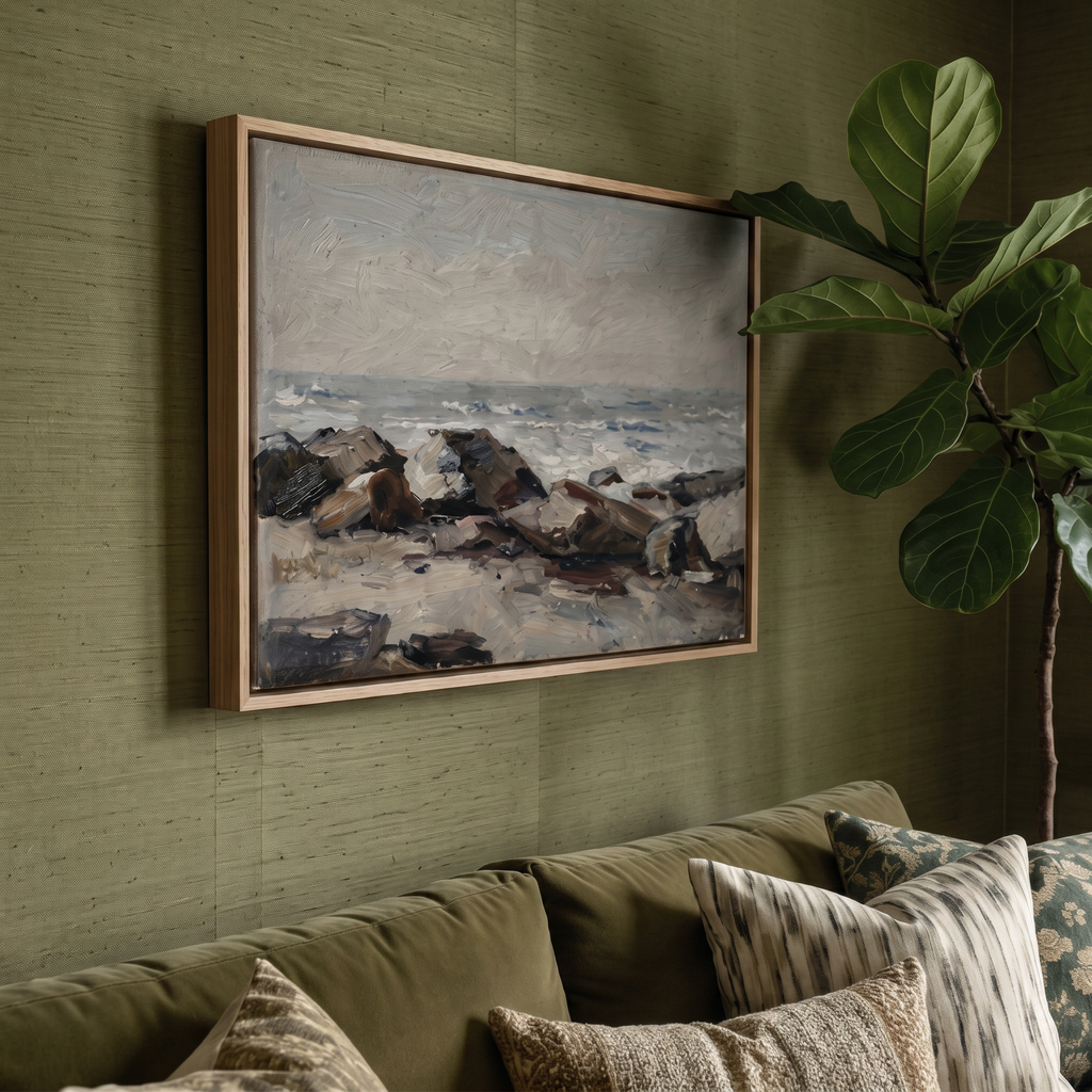 Rocky Lighthouse Stand - Hand-Painted Artwork - #ART-VN-S-04