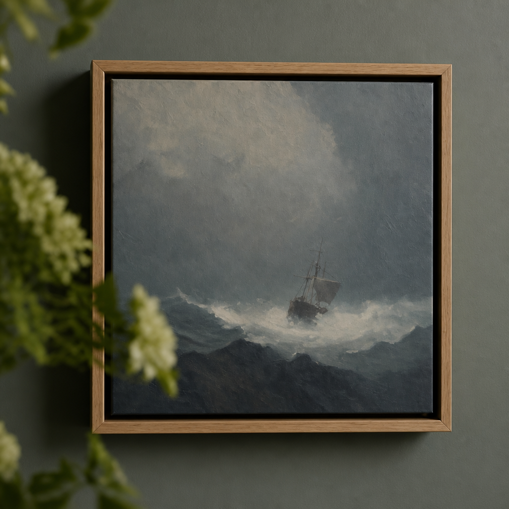 Lone Sail Fjord - Hand-Painted Artwork - #ART-VN-S-014