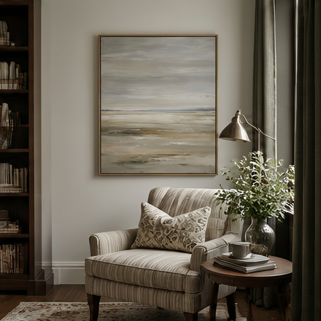 Soft Muted Shore - Hand-Painted Artwork - #ART-MI-S-015