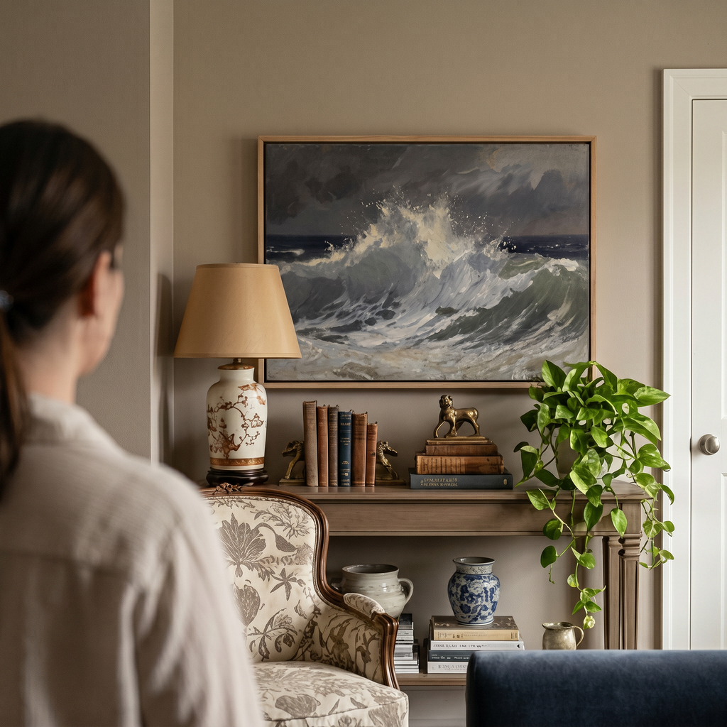 Grey Ocean Gale - Hand-Painted Artwork - #ART-OS-S-03