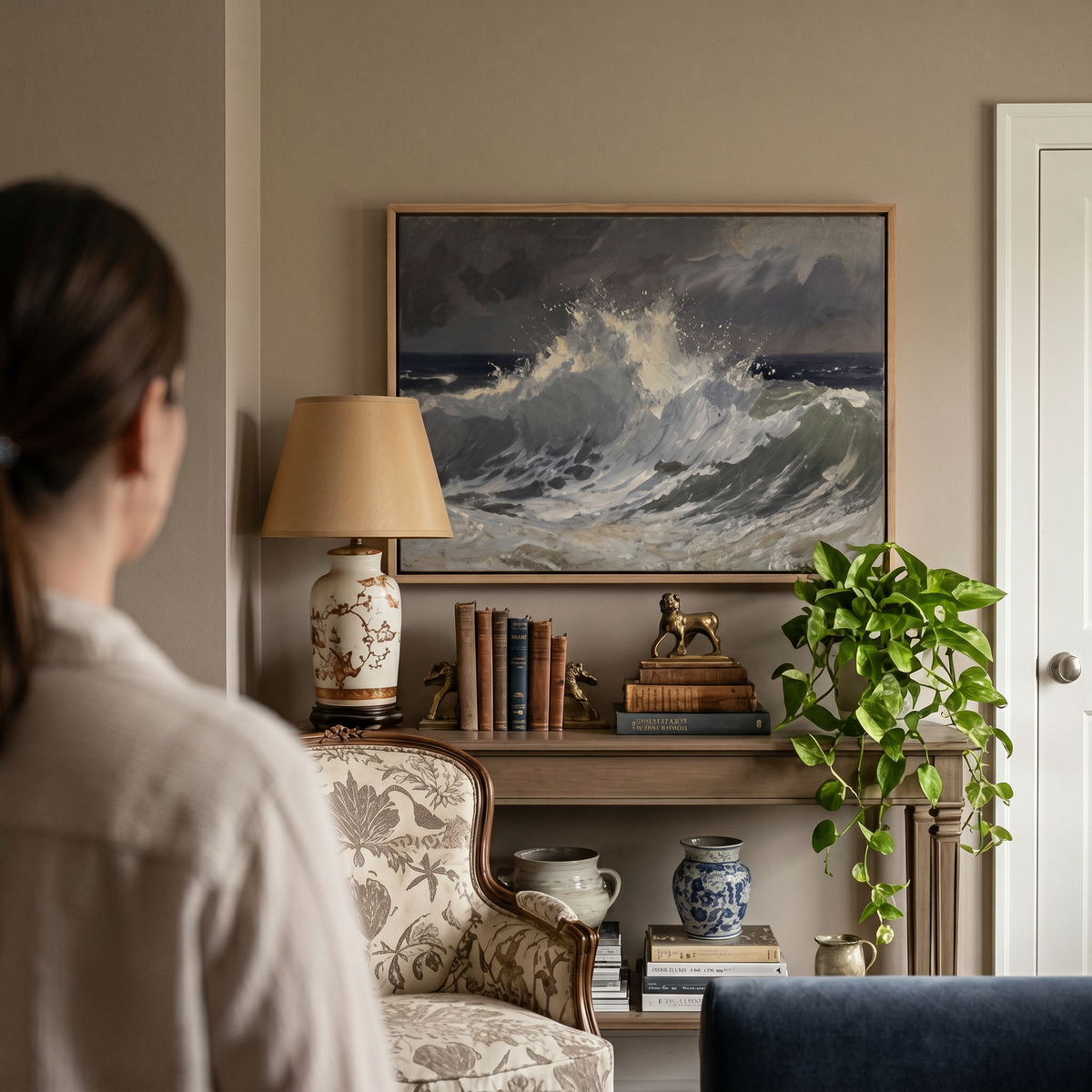 Grey Ocean Gale - Hand-Painted Artwork - #ART-OS-S-03