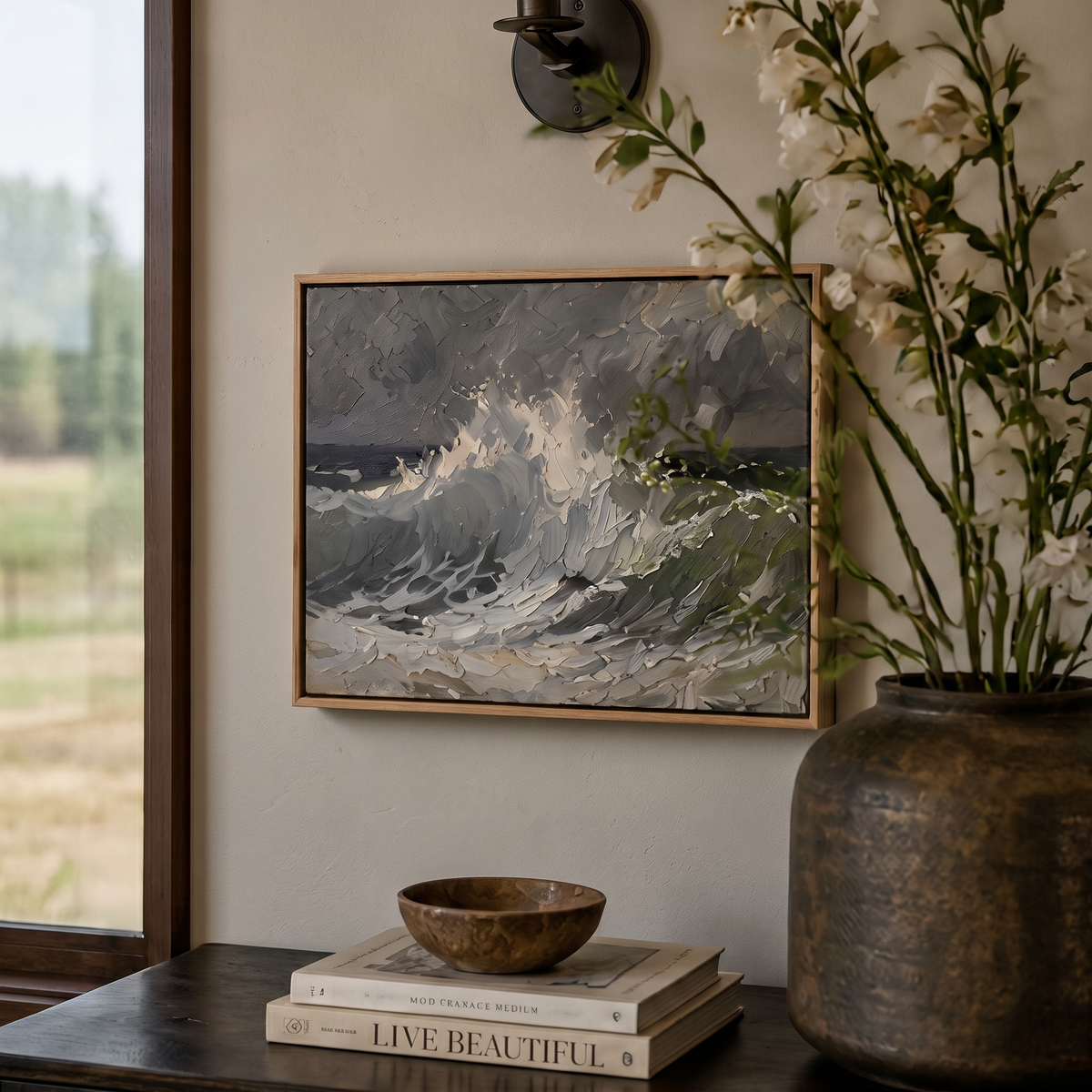 Grey Ocean Gale - Hand-Painted Artwork - #ART-OS-S-03