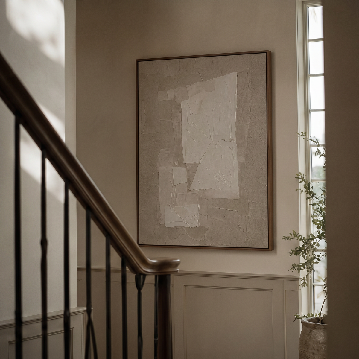 Layered White Planes - Hand-Painted Artwork - #ART-GM-S-04