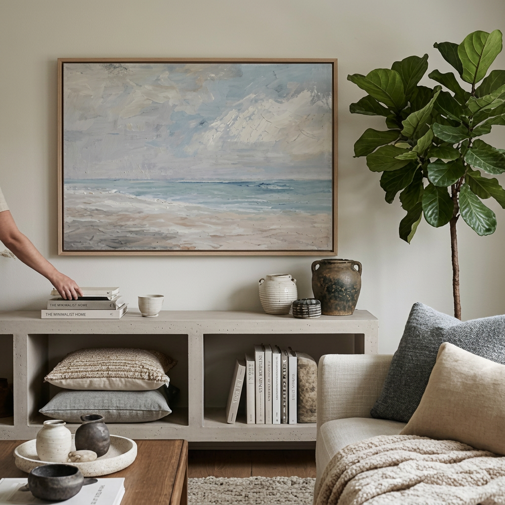 Soft Grey Pause - Hand-Painted Artwork - #ART-MI-S-02