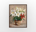 White Lily Pot - Hand-Painted Artwork - #ART-BT-S-05