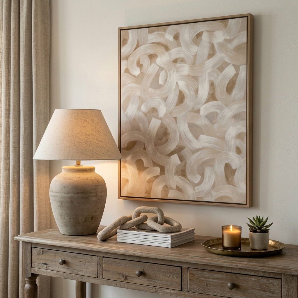 Ivory Ribbon Flow - Hand-Painted Artwork - #ART-AB-S-013